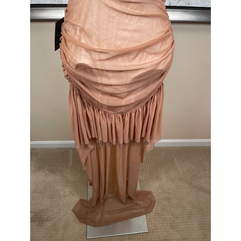 NORMA KAMALI Hi Low Halter Mini Dress in Cappuccino & Snow White Size XS - Picture 4 of 7